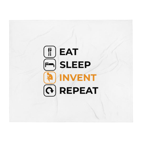 Eat Sleep Invent Repeat Throw Blanket