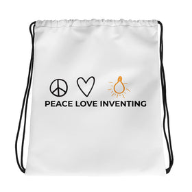 Peace Love Inventing Drawstring Bag