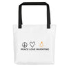 Peace Love Inventing Tote Bag