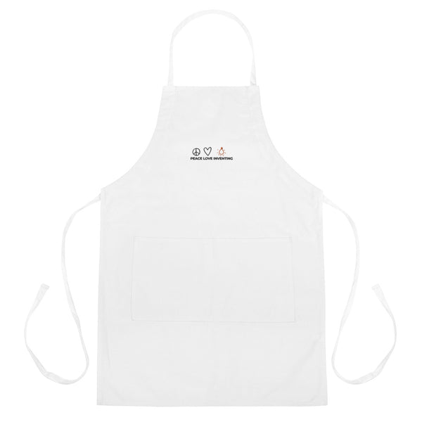 Peace Love Inventing Embroidered Apron